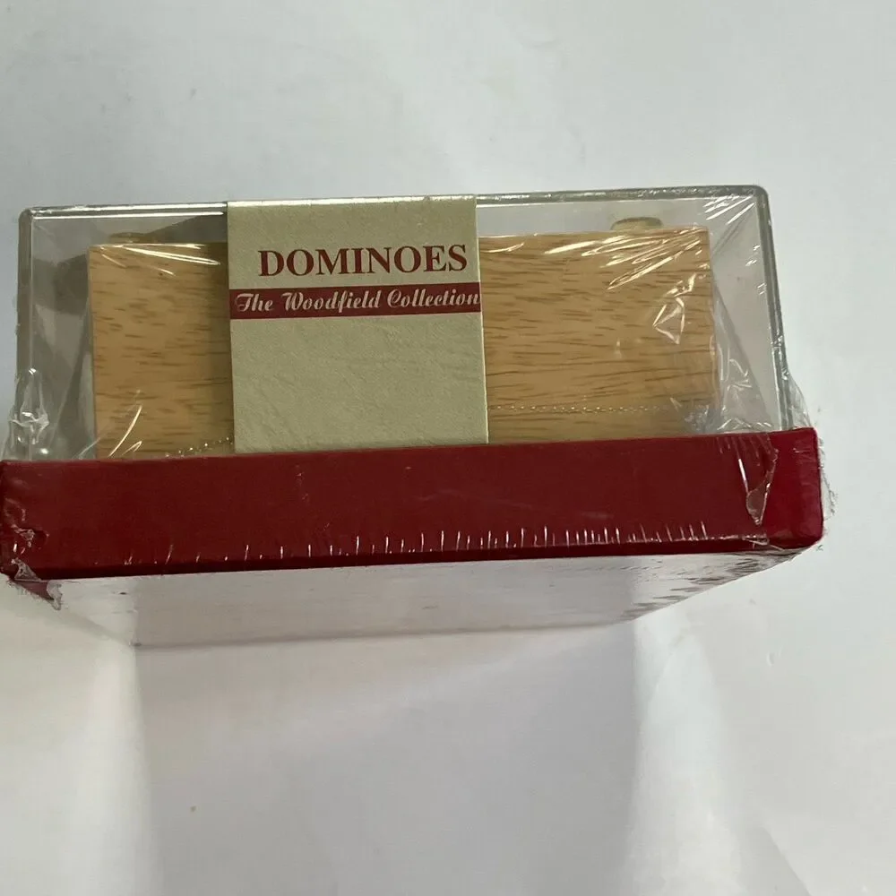 The Woodfield Collection Dominoes Wooden Box Beveled Glass Collectable Game New